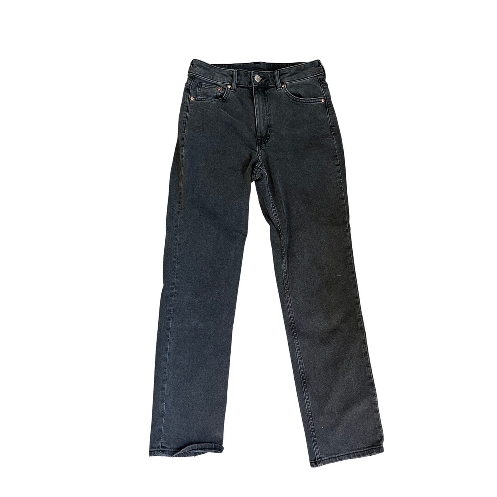 H&M Black Straight Leg Jeans size 2 High Rise Pants Everyday Casual Streetwear